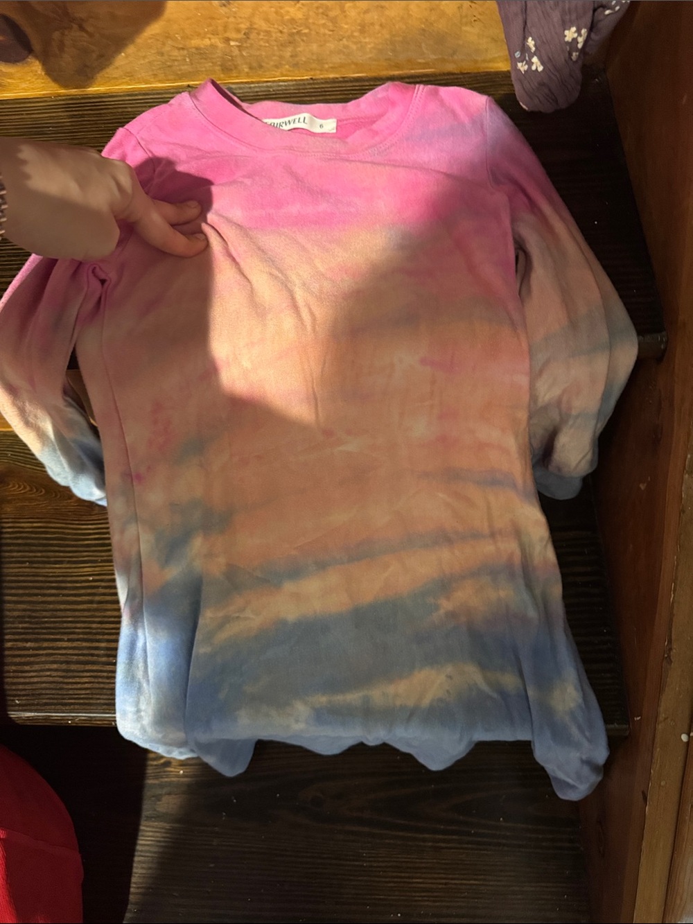 Fairwell Pink, Peach & Blue Tie-Dye Kids Long Sleeve Top